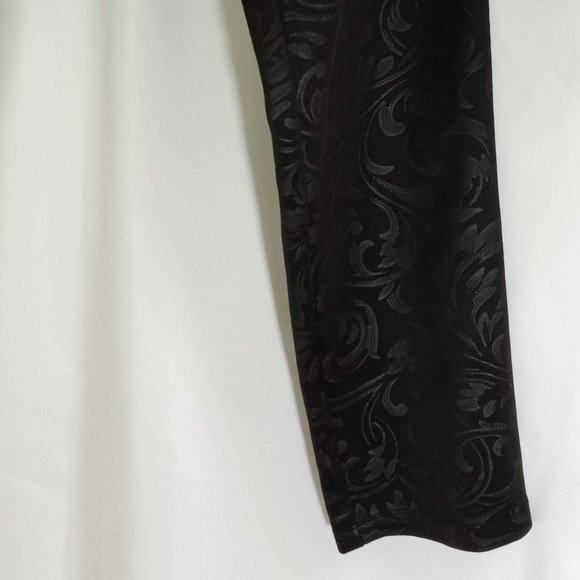 Flirtatious Brand Women's Size L Pull-On Pants Black Silver Embossed - Picture 5 of 14